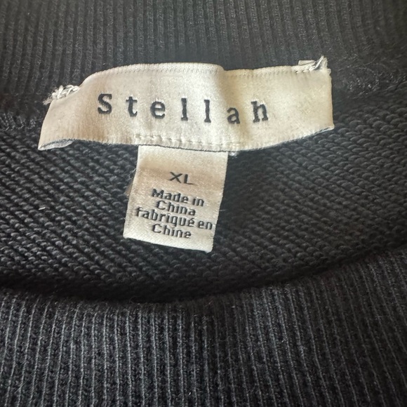 STELLAH asymmetrical black beaded fringe cold shoulder crew neck top women’s XL - Picture 10 of 13